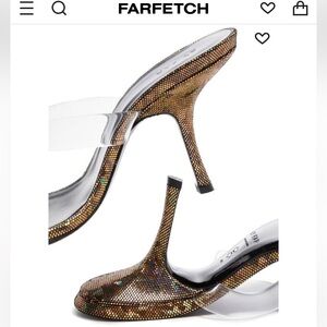 NEW By Far Clara 95 mm Heeled Sandals High Heels Slippers iridescent sequin 38